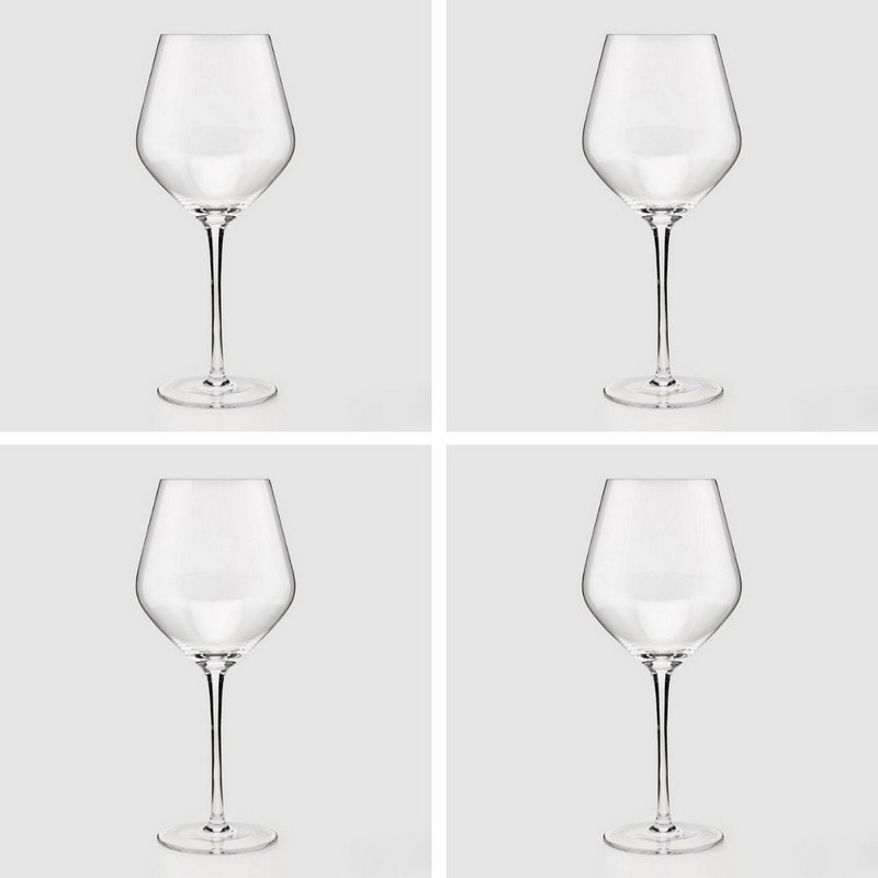 Set 4 calici da vino in vetro trasparente